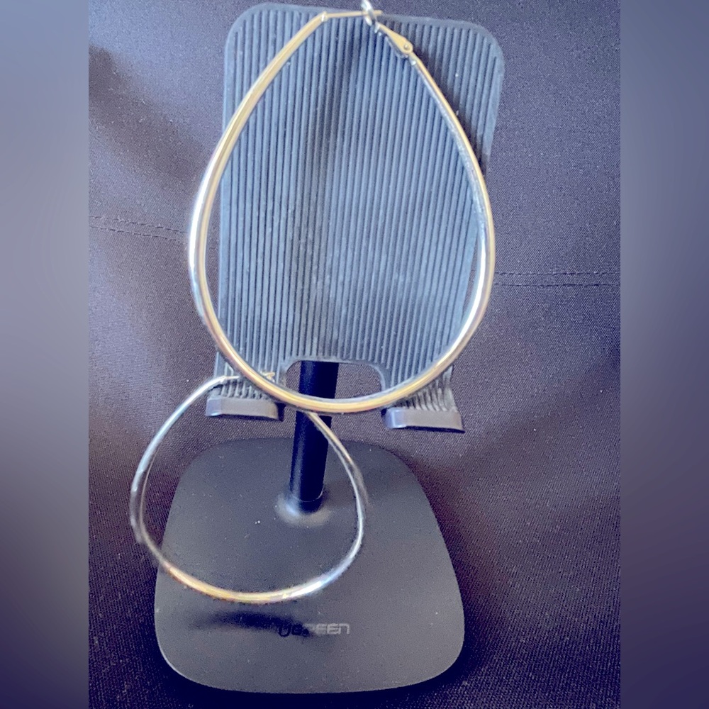 Silver hoop earrings.
